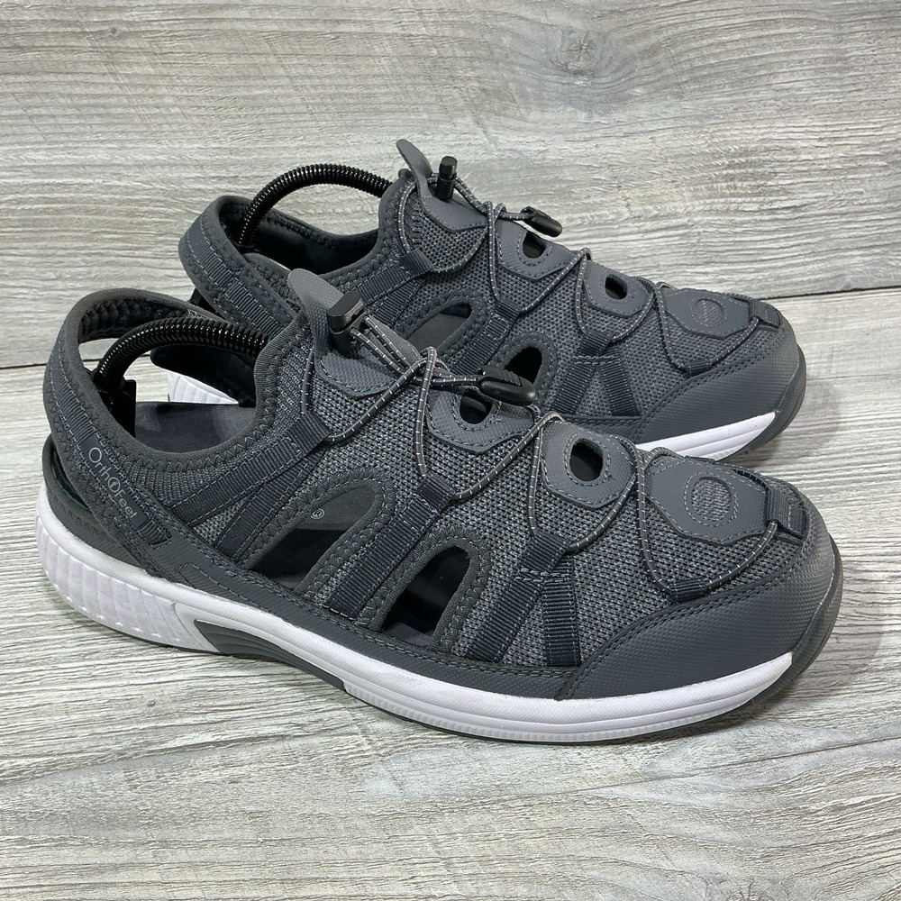 OrthoFeet Mens Gray Premium Arch Support Taurus Fisherman Sandals Size 9.5 2E